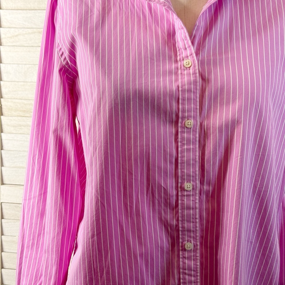 Lauren by RL Pink Striped Button-Up Shirt. Great Condition. Size Large - Picture 7 of 12